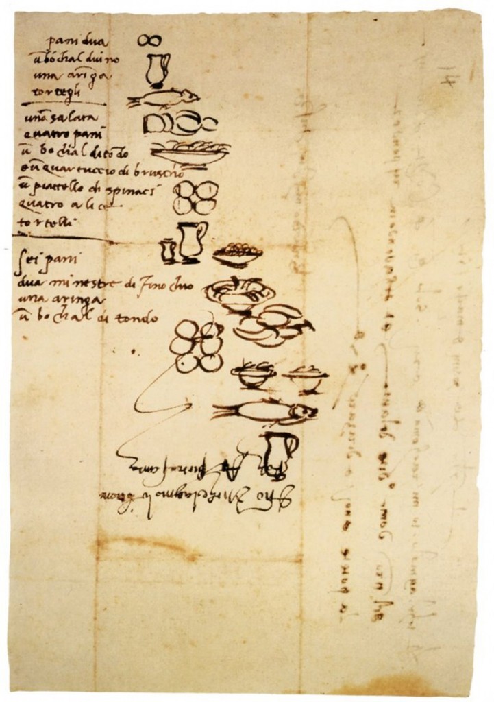 Michelangelo-alışveriş listesi- okuma bilmeyen hizmetcisine çizim