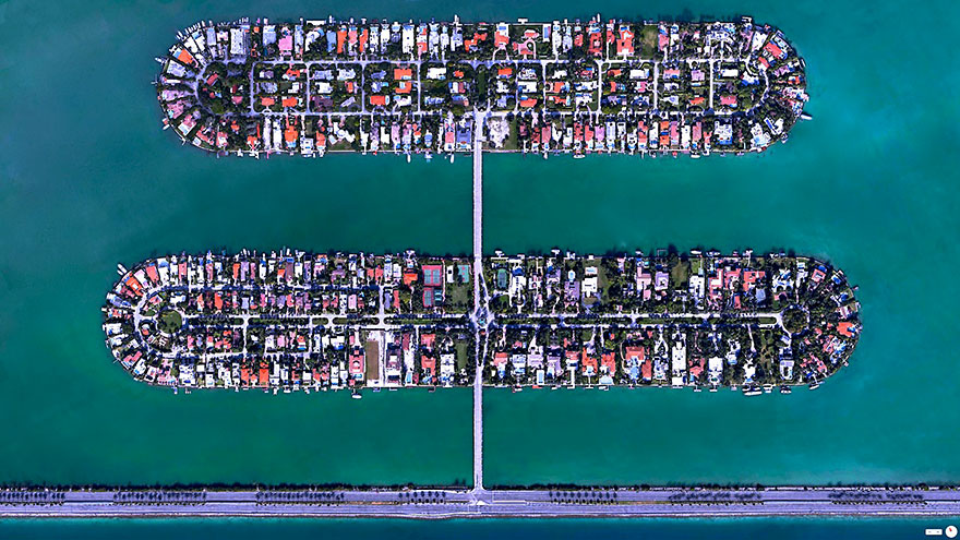 Palm Adası, Hibiscus Adası, Miami Sahili, Florida, ABD