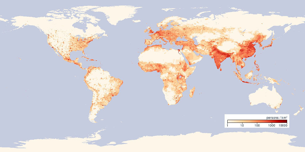 Dünyadaki nüfus yoğunluğu